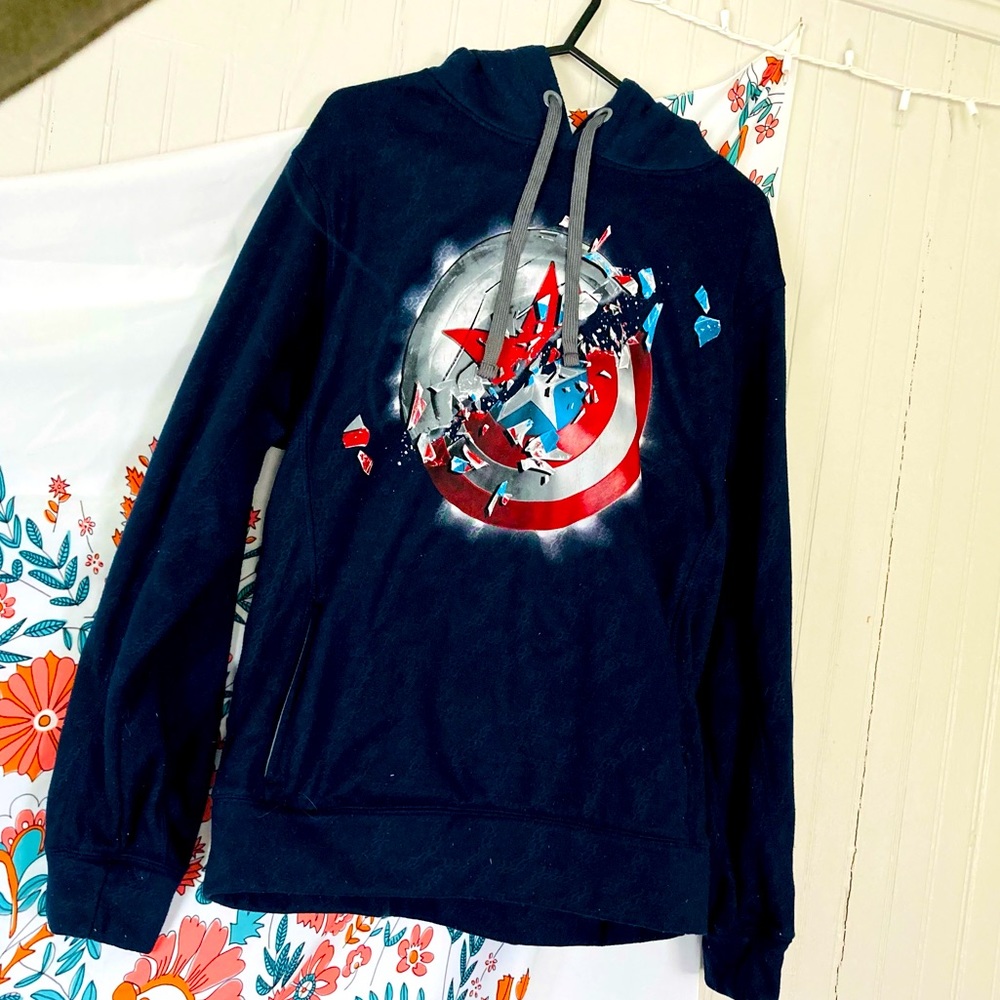 Rare Captain America Winter Soldier Hoodie Marvel Mens 38/40 M Jacket Pullover